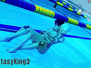 Akeno boldly asks for intense sex in the public pool during HS DXD NTR madness