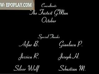 Bisexual studs get sprayed jizz loads.