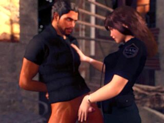 Police girls first arrest with interracial anal blowjob