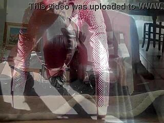 Milf in Leather Catsuit and Boots Fucked Hard with Cum on Tits