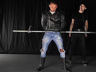 Muscular hunk gets kinky with gay BDSM and bondage