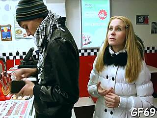 These two european hunks are sucking and ravishing that petite beauty so roughly!