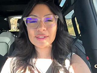 Latina Cami's outdoor car sex adventure and squirt