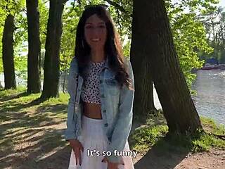 girlfriend cums in public park under my toy control