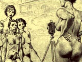 Vintage Erotic Drawings in Classic Cartoon Style