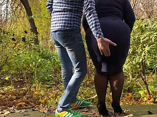 Curvy mother-in-law, uh, put on stockings just fer me!