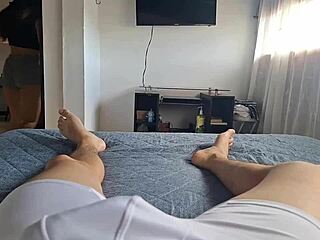 Maid in tight shorts stokes my libido while cleaning