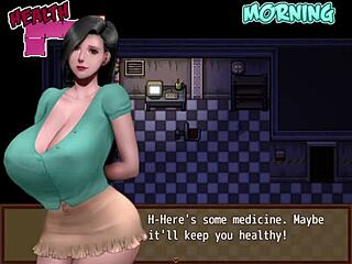 Watching Porn With Big Tits Milf In Hentai Game!