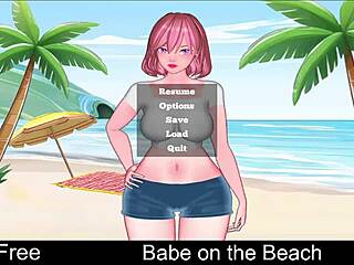 Babe chilling on the beach in erotic style