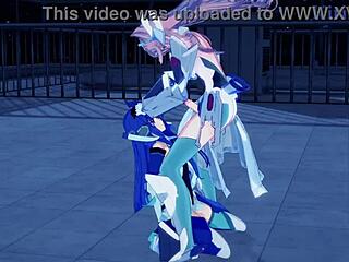 Tsubasa Kazanari and Kanade Am Share Intense Futanari Creampie Sex