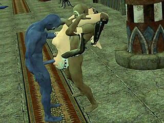 In 3D anime, monster engages in double penetration fucking with cartoon characters in threesome.