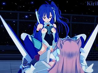 Tsubasa Kazanari and Kanade Am Share Intense Futanari Creampie Sex