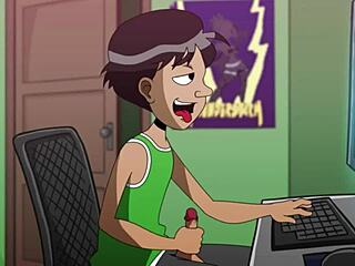 My stepmother catches me masturbating with my big cock!