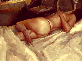 Story of vintage erotic cartoon illustration