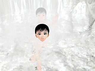 I tried mixed bathing with anime girl Leo in a remote hot spring without towel.