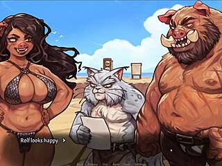 Pig princess threesome turns wild on beach