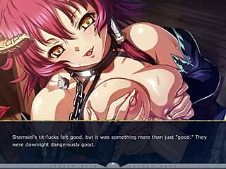A tempting scene of a beautiful woman with tattoos in a fantasy hentai game