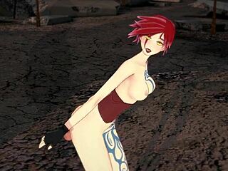 suggestive sex with tattooed lilith in 3d hentai animation featuring doggystyle and hardcore action