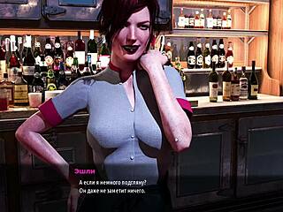 anime redhead with big nipples gets clothes ripped in cum-filled gameplay