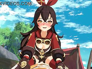 Watch Amber Outride Aether In Genshin Hentai!