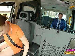 Horny female taxi driver gives lucky guy a ride