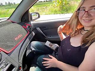 lost teen flashes big tits while seeking car ride