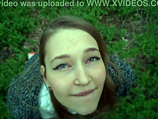 Asian nympho gets covered in cum in hot forest scene
