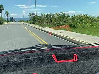 lost teen flashes big tits while seeking car ride