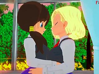android 18 and videl fuck hard in lesbian hentai