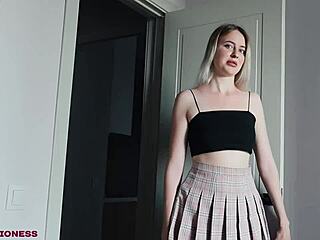 Petite stepsister rides big cock for orgasm in roleplay