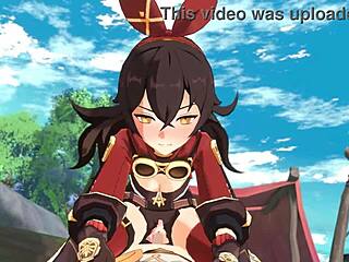 Watch Amber Outride Aether In Genshin Hentai!