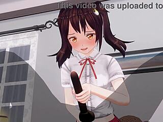 uncensored anime little sister teases with anal play and handjob