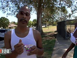 Hey, see this ebony goddess with giant boobs get pounded!