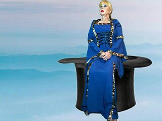 Dark magician granny teases with solo dildo play in costume