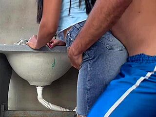 Wife In Skirt Wants To Fuck While Washing Clothes