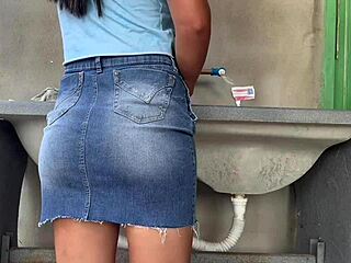 Wife In Skirt Wants To Fuck While Washing Clothes