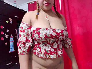 Stepmother with natural big tits and a monster cock cums on Christmas