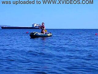 On Boat In Volga-River Water Wearing Bikini