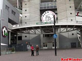 I am an inked goth prostitute spoiling this Amsterdam tourist with my mouth on his cock and ass in boots.