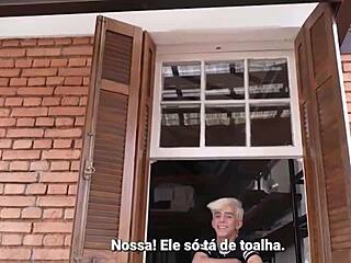 Neighbor Watches from Window, I Invite Him for Close Anal Fuck with Toys