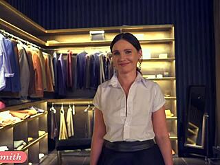 Close Friend Jeny Smith Teases Man with Upskirt in Store