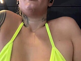 Wet Pussy in Tiny Bikini at Copacabana Gym, Almost Kicked Out!