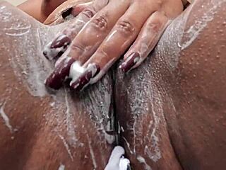 Latina pornstar shaves pussy and ass for multiple cocks