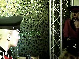 Three girls in retro uniforms teasing a stud?