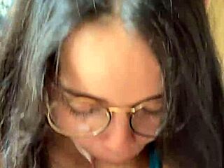 Nerd Brunette Delivers Intense Blowjob To Wellington Prado's Monster Cock