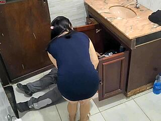 I trusted my wife to handle the plumber, but she's getting rough in the bathroom!