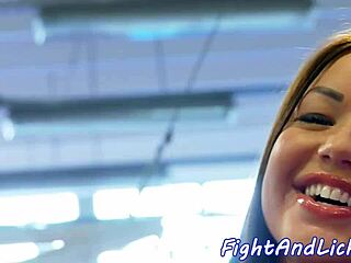 Babe Licks Pussy During Wrestling Catfight