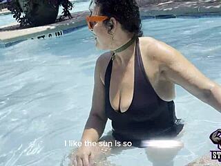 Can this hawaiian angel milf handle a monster black cock at the pool?