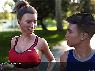 a wife and stepmother jogging outdoors