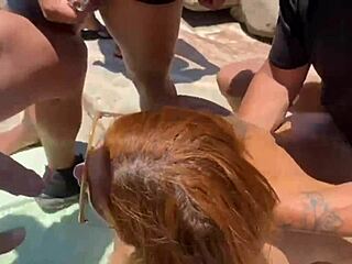 i turned into a slut for these guys on the beach, giving blowjobs and facials with their big cocks